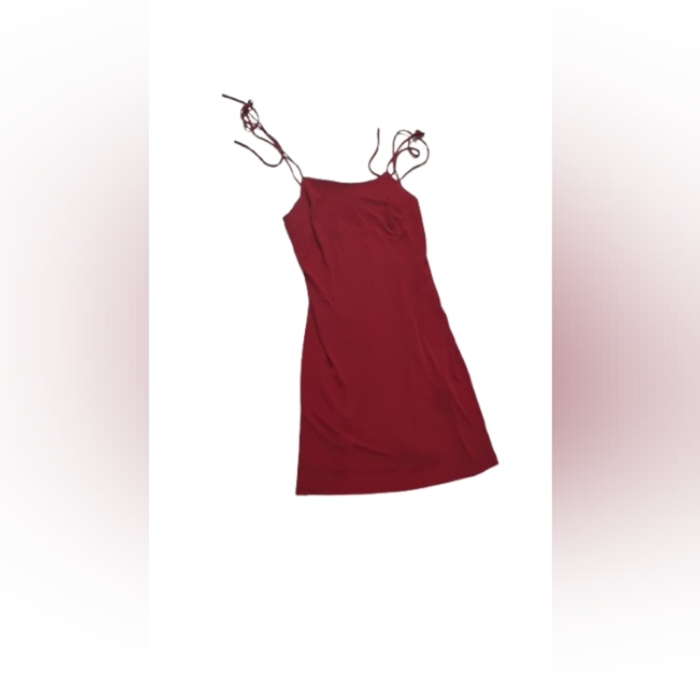 Vintage 1990s 2000s Parallel Tie Strap Red Dress